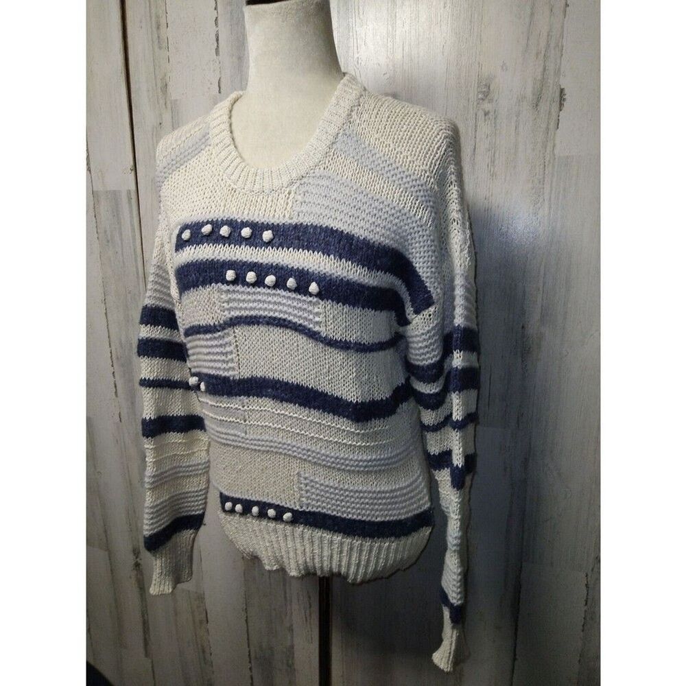 Madewell Women’s Small Beige Blue Sweater Merino Wool Alpaca Cotton Blend